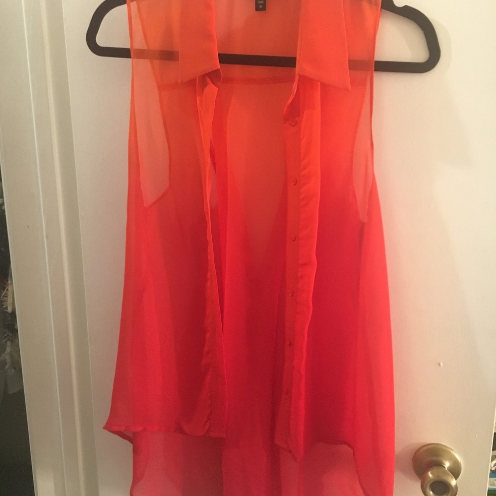 bebe sheer button up blouse